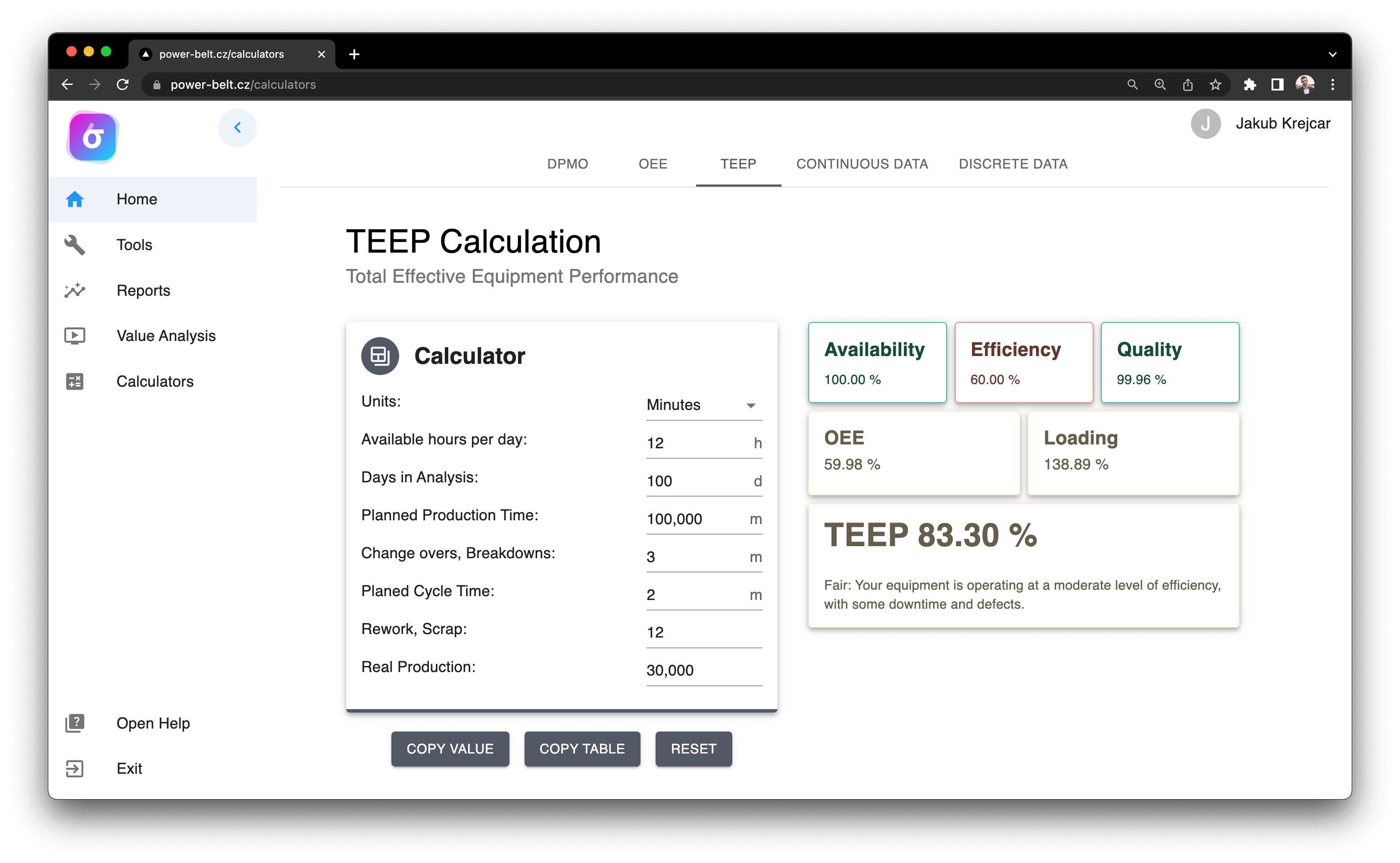 TEEP Calculator